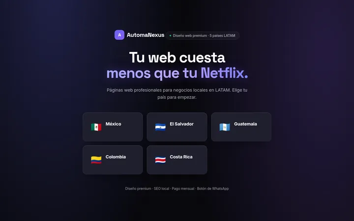 Portada de AutomaNexus con los países donde trabaja